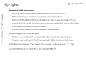 Syntara Q2 2025 Presentation Slides: Amsulostat Advances with FDA Fast Track Status